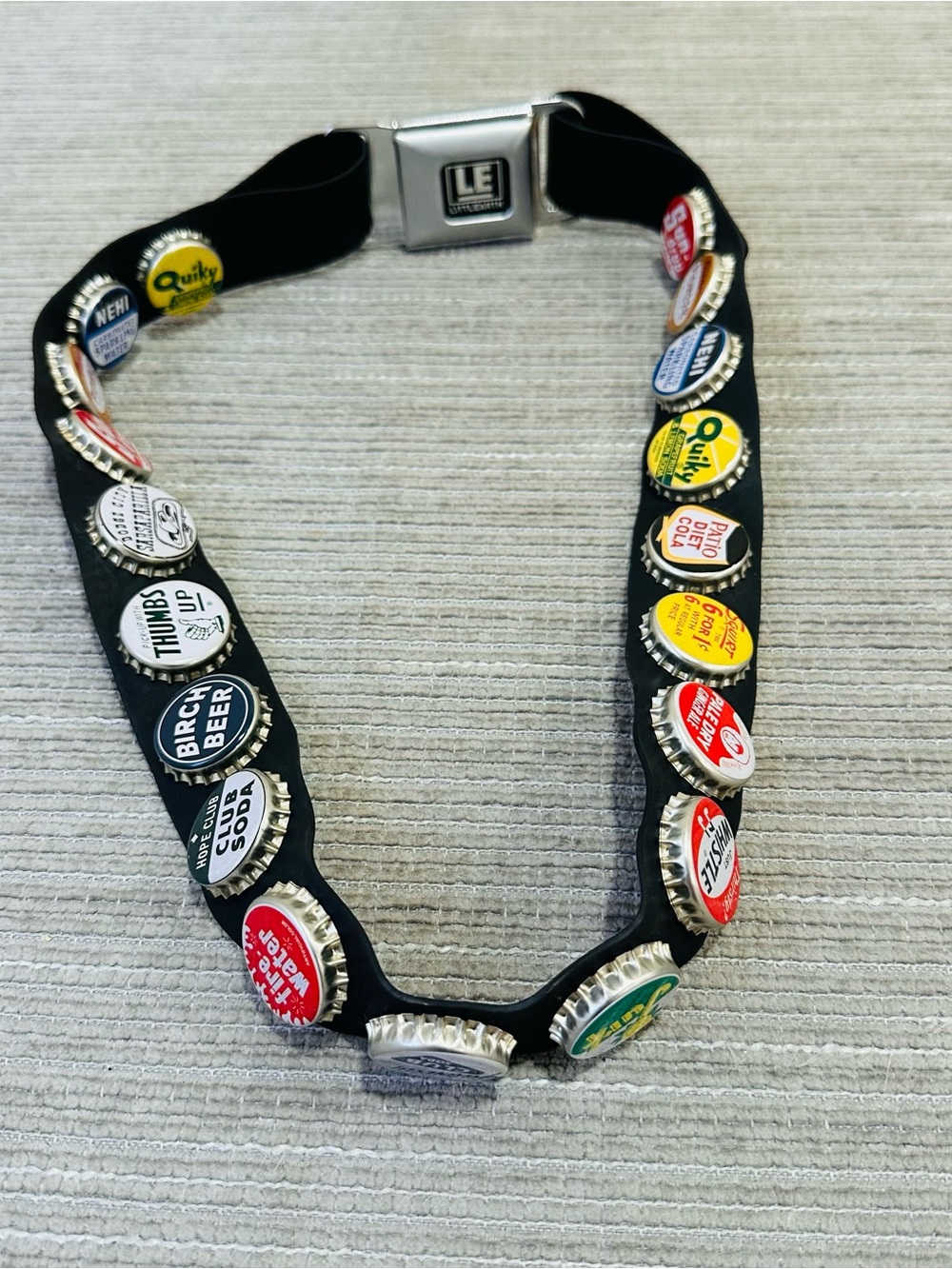 Vtg Little Earth Bottle Cap Belt Seatbelt Buckle Opener Y2K Eco Recycled Size M